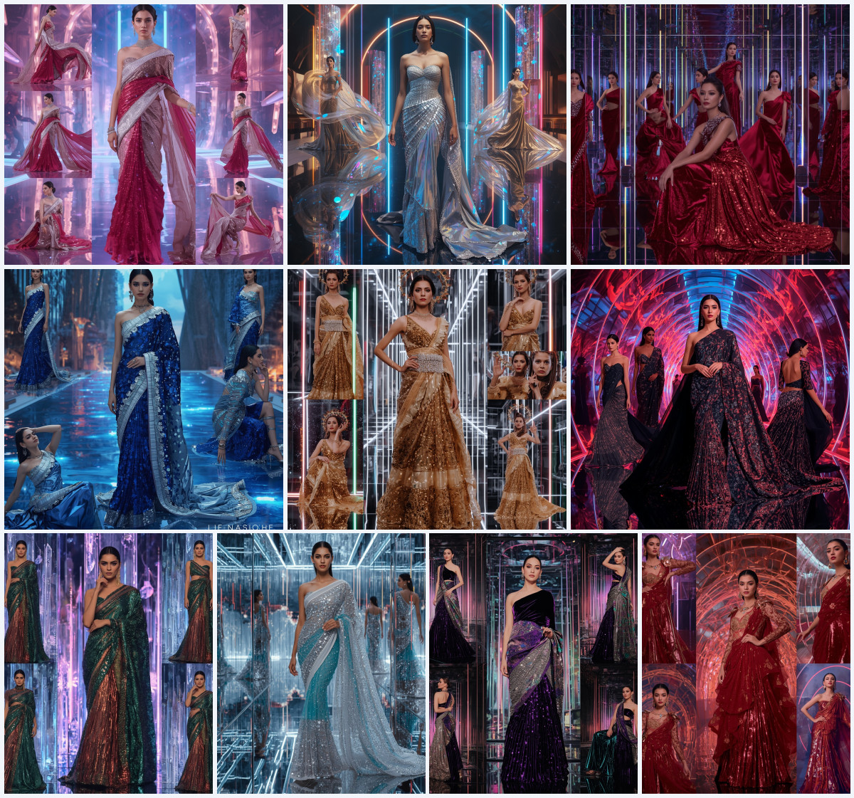 10+ Abstract Digital Print Modern Saree AI Prompts for Contemporary Art Looks using Gemini, Grok, and ChatGPT