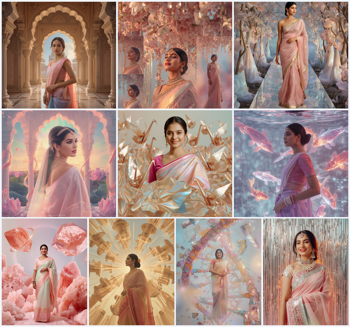 10+ Ajrakh Saree AI Prompts to Create Flawless Minimalist Artistic Aesthetics