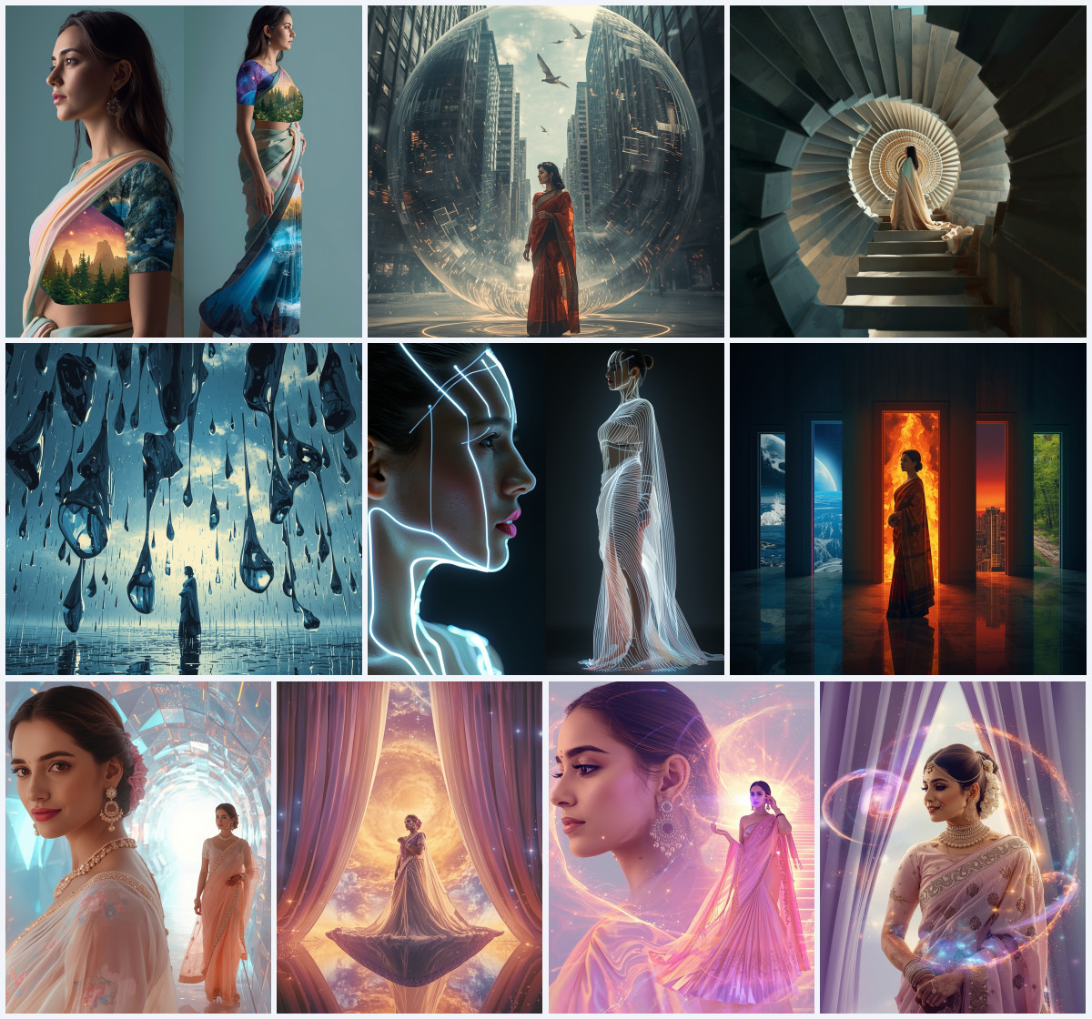 10+ Elegant Chiffon Saree AI Prompts to Generate Premium Influencer Outdoor Portraits