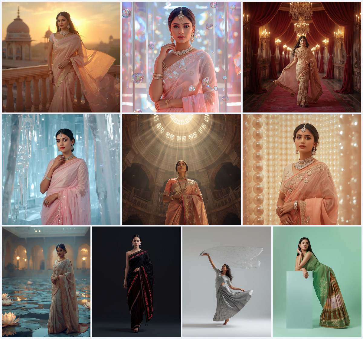 10+ Metallic Zari on Pastel Modern Saree AI Prompts for Regal Grace via Gemini, Grok, and ChatGPT