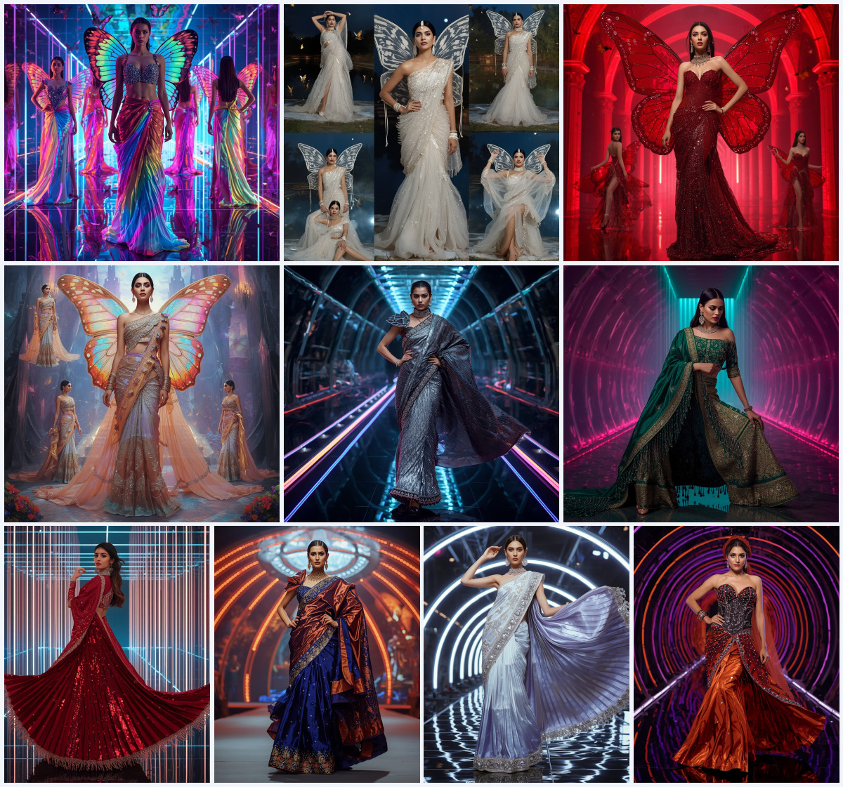 10+ Saree Gown Fancy Saree AI Prompts for Red Carpet Looks using Gemini, Grok, and ChatGPT