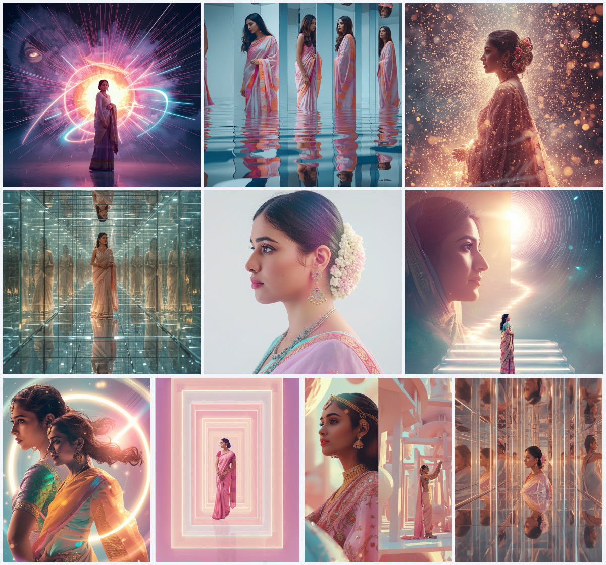 10+ Shimmering Party Wear Saree Pose AI Prompts to Generate Bright DSLR Photography