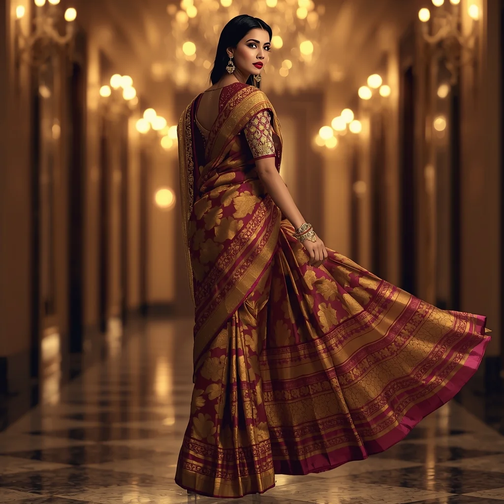 Banarasi Saree Reel Queen – Palace Corridor Glam | Sora Ai Prompt
