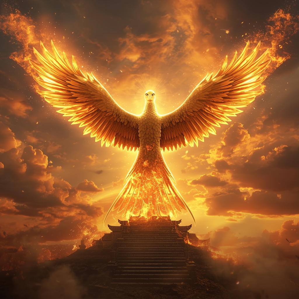 Best AI Image Prompt – Mythical Golden Phoenix Rising Fantasy | Prompt Image