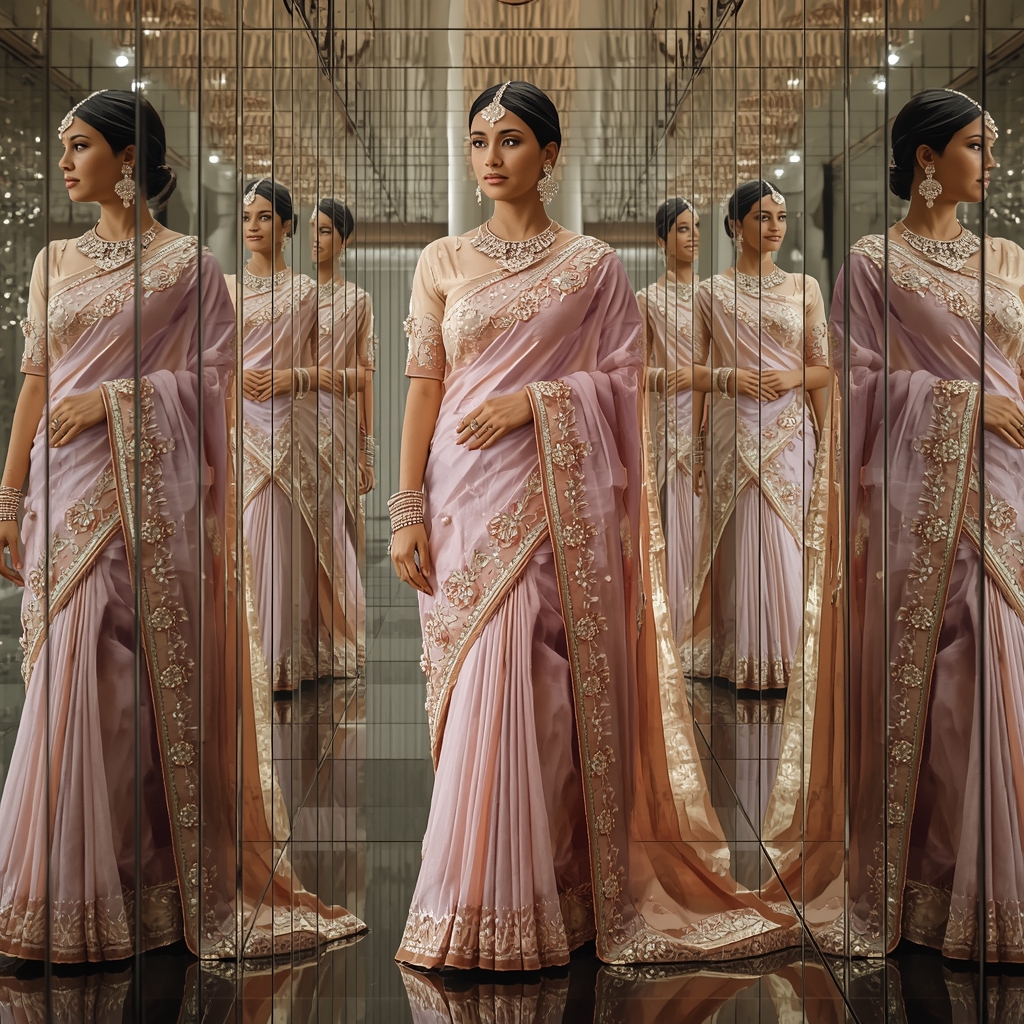 Best Viral AI Image Prompt Indian Girl Pastel Saree Mirror Magic | Saree Ai Prompt Copy Paste For Gemini