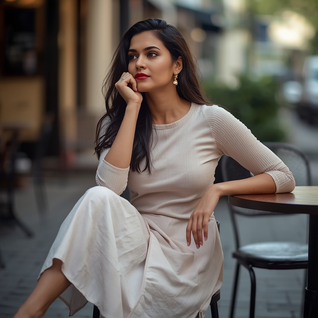 Cafe Street Candid Pose – Casual Modern Indian Style | Text To Image Prompt