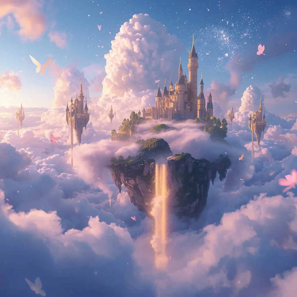 Dreamcore Fantasy Cloud Kingdom Scene | Latest Gemini Ai Prompt - AI Art AI Image Prompt