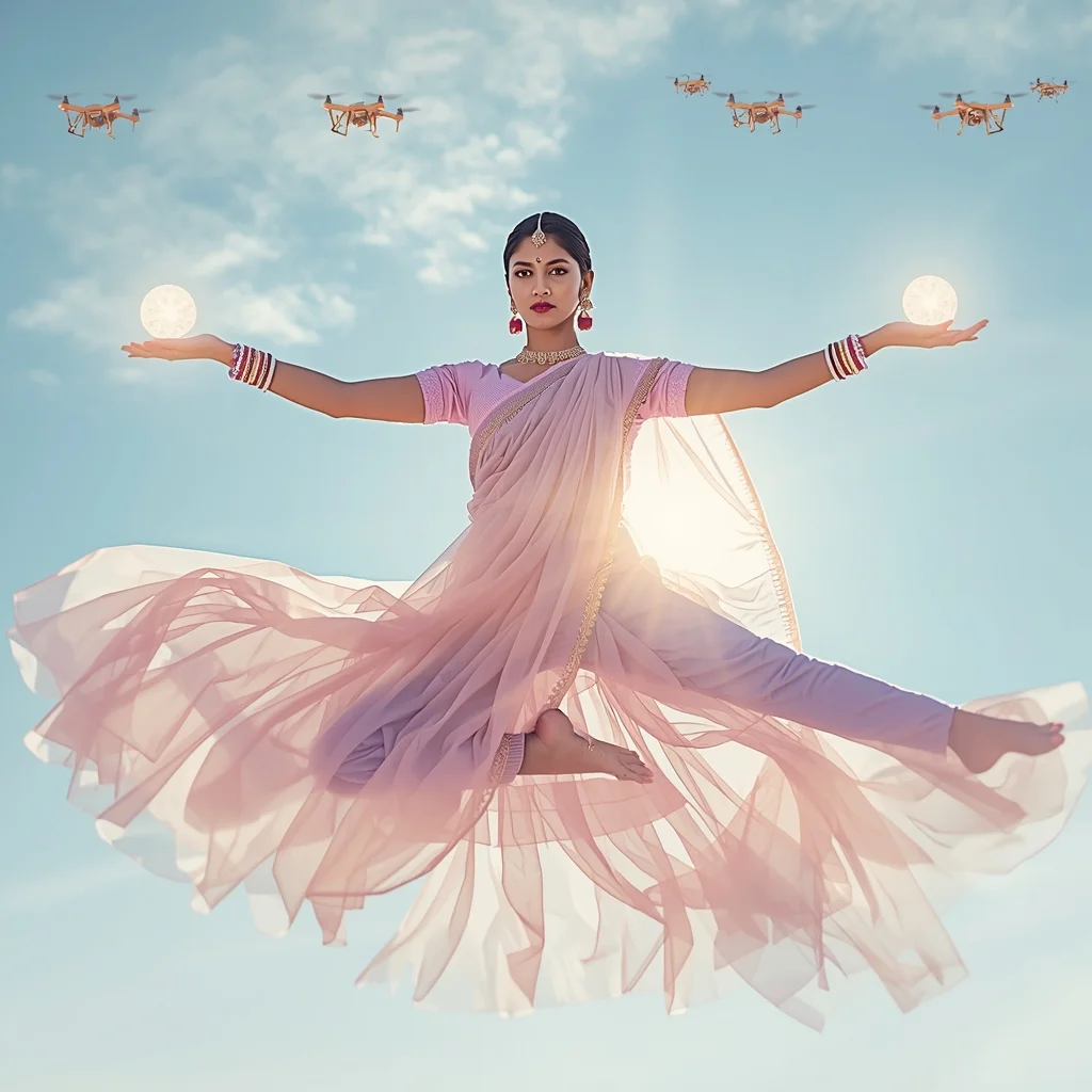 Festival Fancy Saree Drone-Guided Holographic Train | Chatgpt Photo Editing Prompts For Girl Aesthetic
