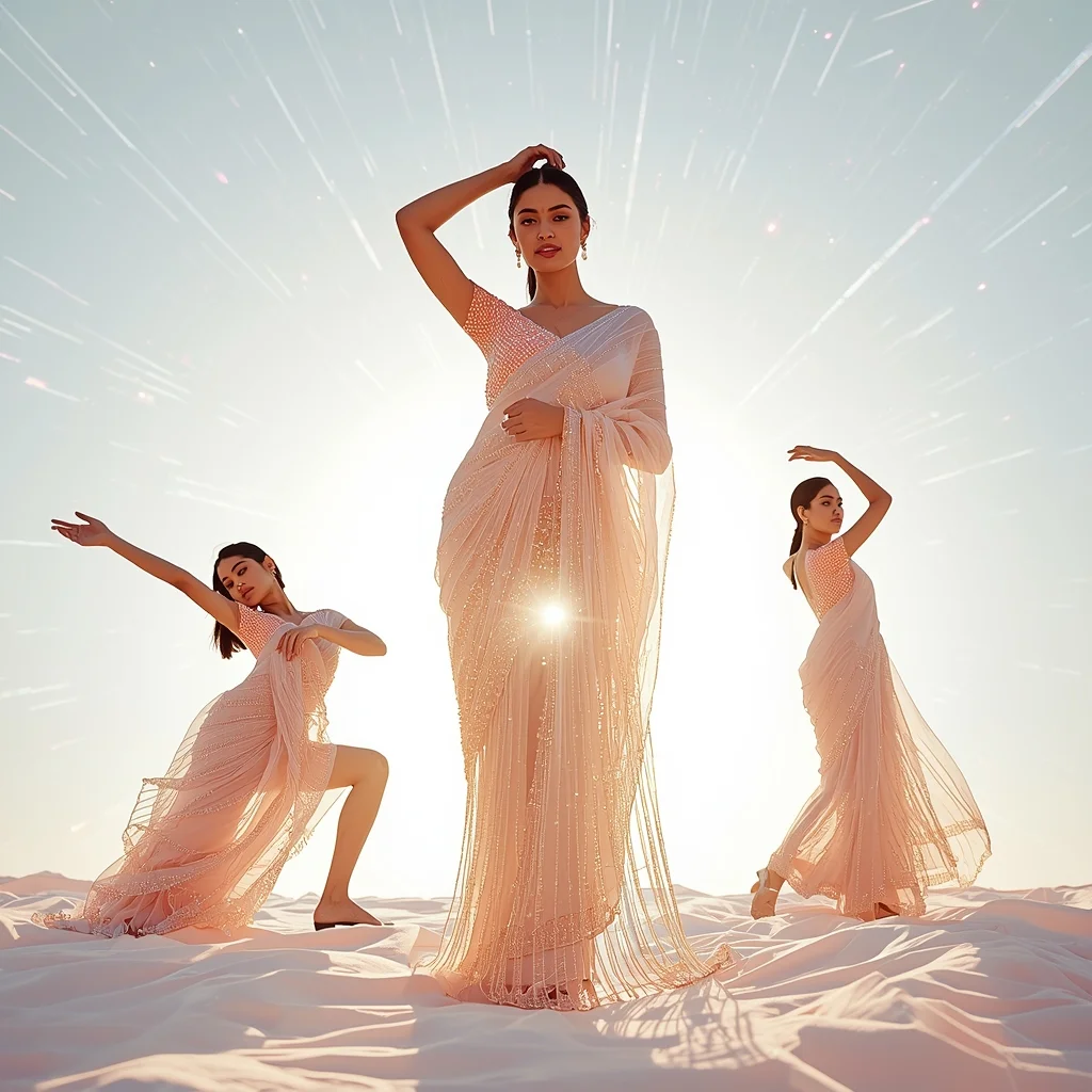 Festival Fancy Saree Holographic Glass-Beaded Chiffon | Prompt For Girl In Saree Pic In English
