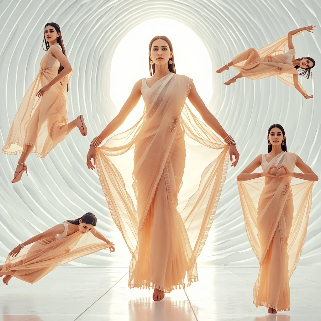 Festive Fancy Saree 3D-Printed Liquid-Quartz Mesh | Trending Prompt In Instagram Reels