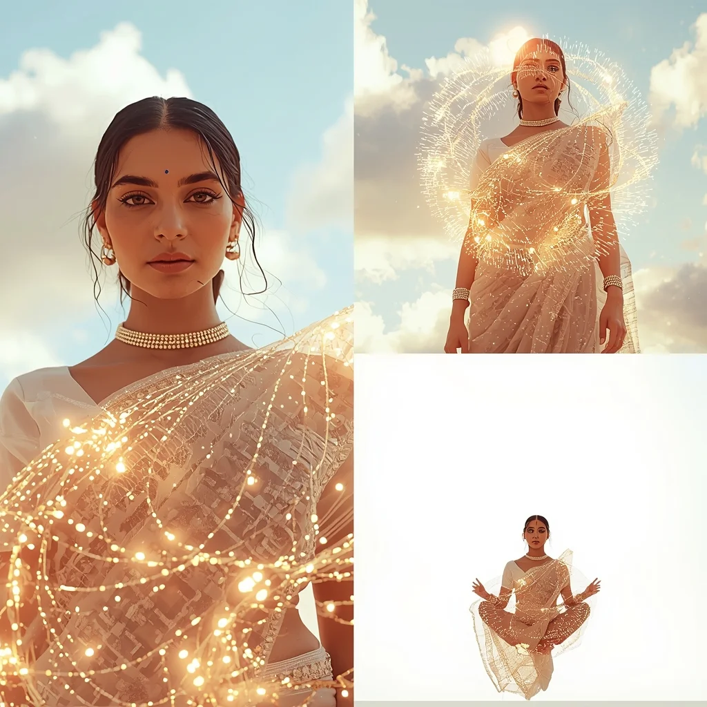 Festive Fancy Saree Photonic Crystal Thread Weave Gaze | New Trending Prompt Chatgpt