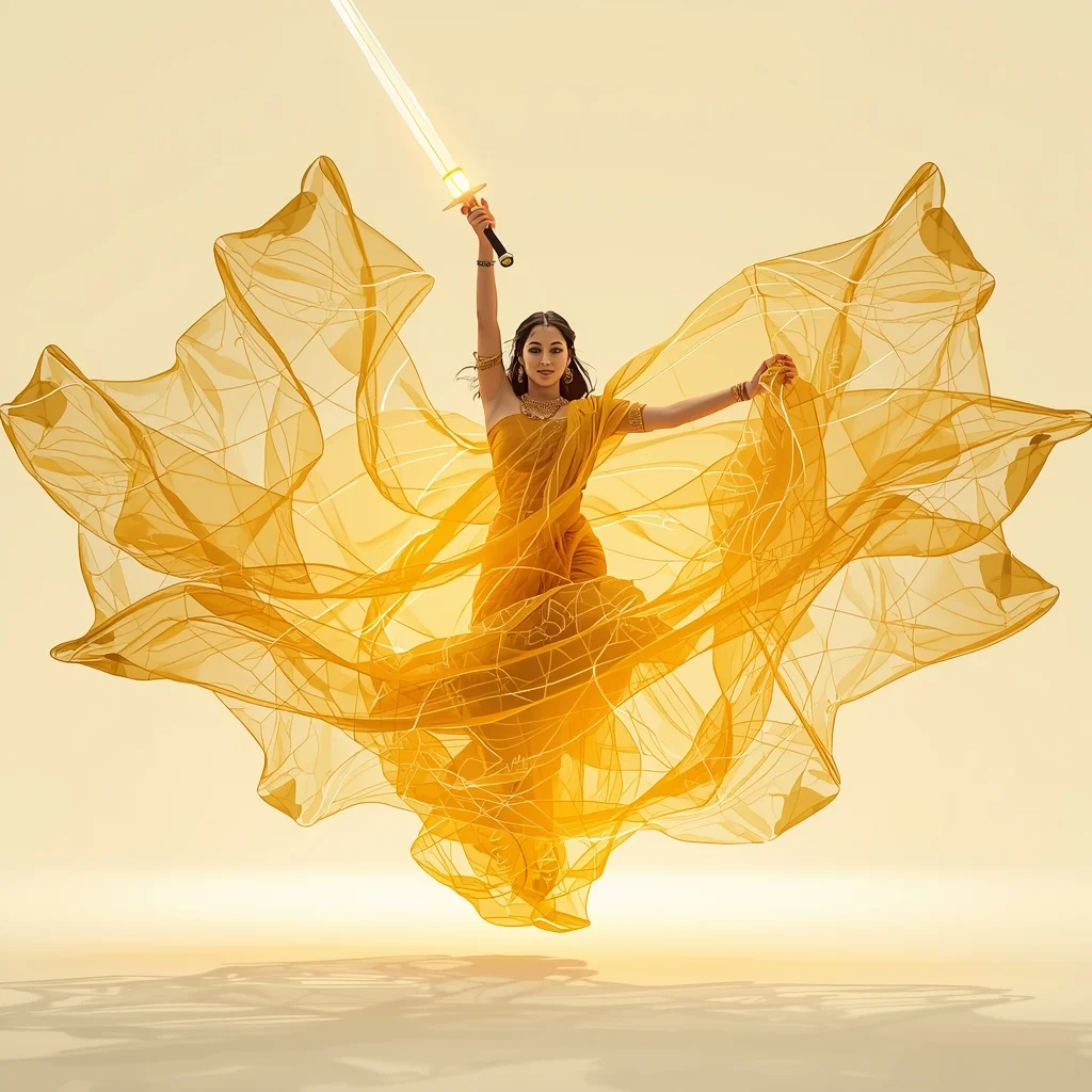 Festive Fancy Saree Zero-Gravity Liquid Crystal Veil | Prompt For Girls Copy Paste