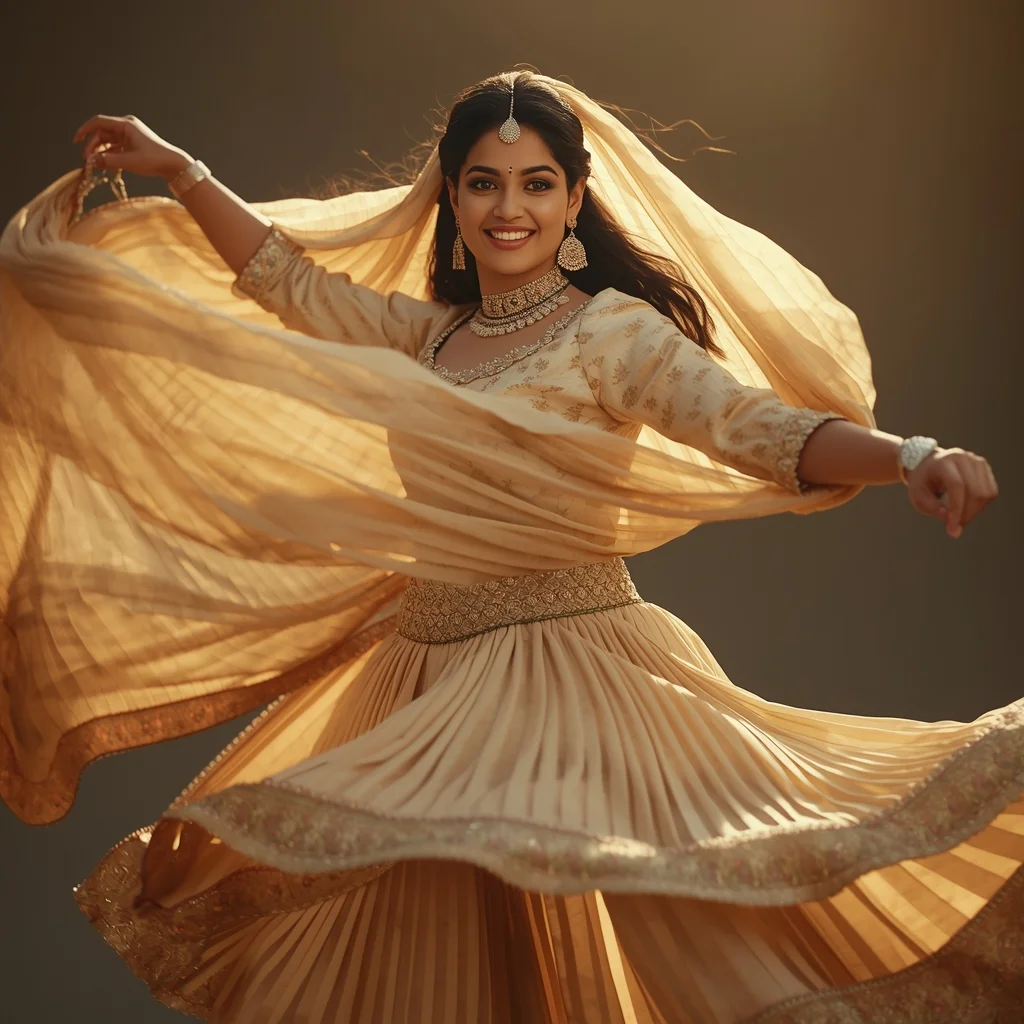 Festive Motion Magic – Flowing Dupatta Spin | Gemini Text To Image Prompt - Woman Pose AI Image Prompt
