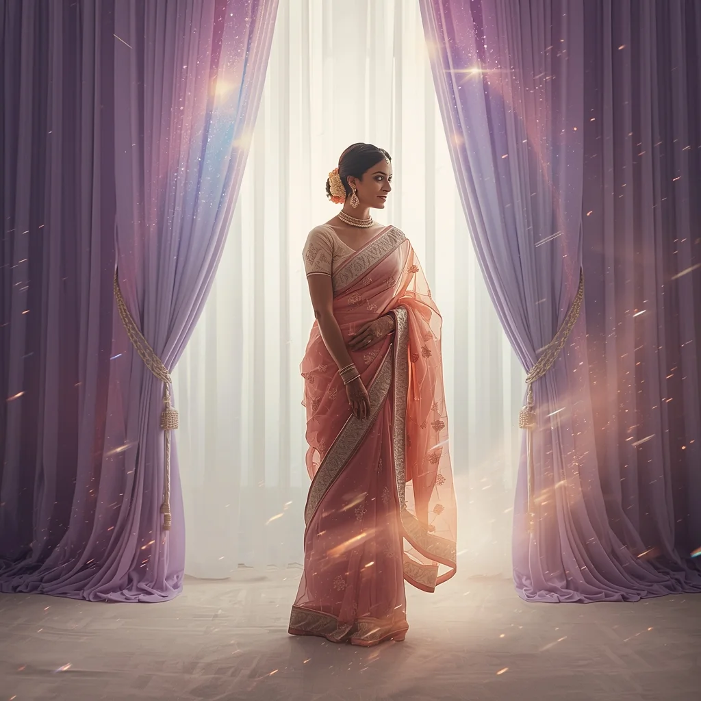 Festive Pastel Saree Imperial Cosmic Curtain Galaxy Burst Collage | Regal Symphony Prompt | Indian Bride Saree Ai Prompt
