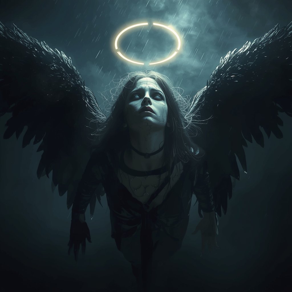 Horror Angel with Broken Halo | Prompt For Gemini