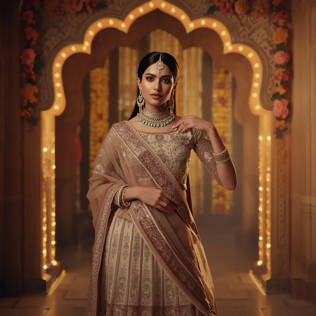 Indian Festive Reel Icon – Royal Archway Heritage Look | Viral Ai Image Prompt - Woman Pose AI Image Prompt
