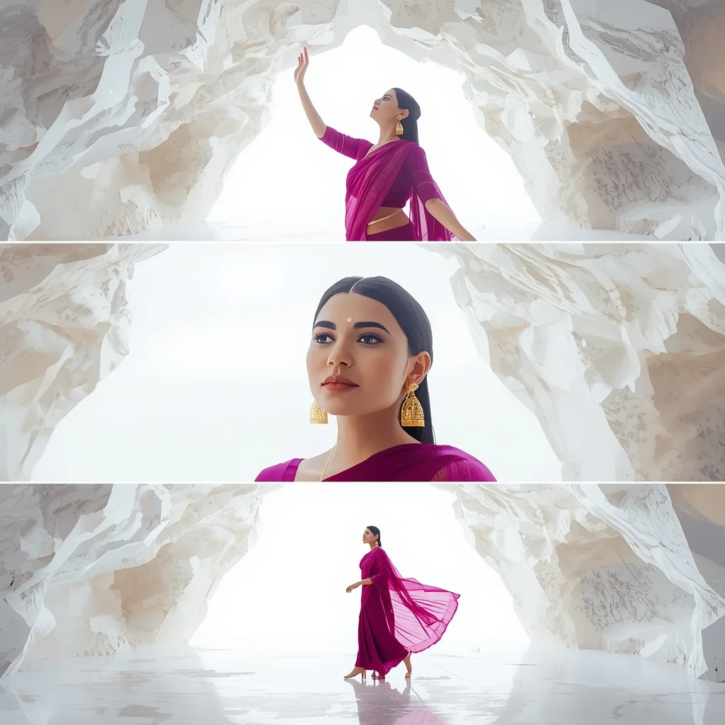 Magnetic Energy Quartz Cave Storyboard Pure Glow | Saree Prompt For Gemini Ai