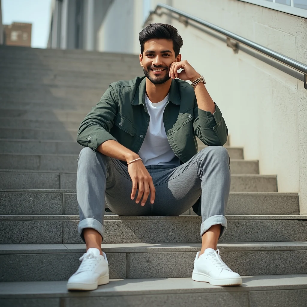 Modern Indian Influencer Sitting Pose | Trending Ai Prompt - Man Pose AI Image Prompt