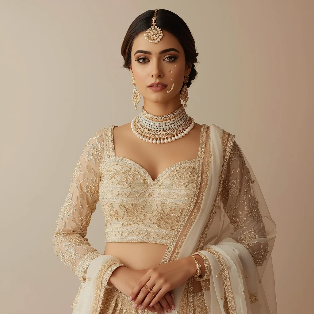Pearlwork Lehenga – Minimal Bridal Luxury Theme | Best Ai Prompt 2026 - Woman Pose AI Image Prompt