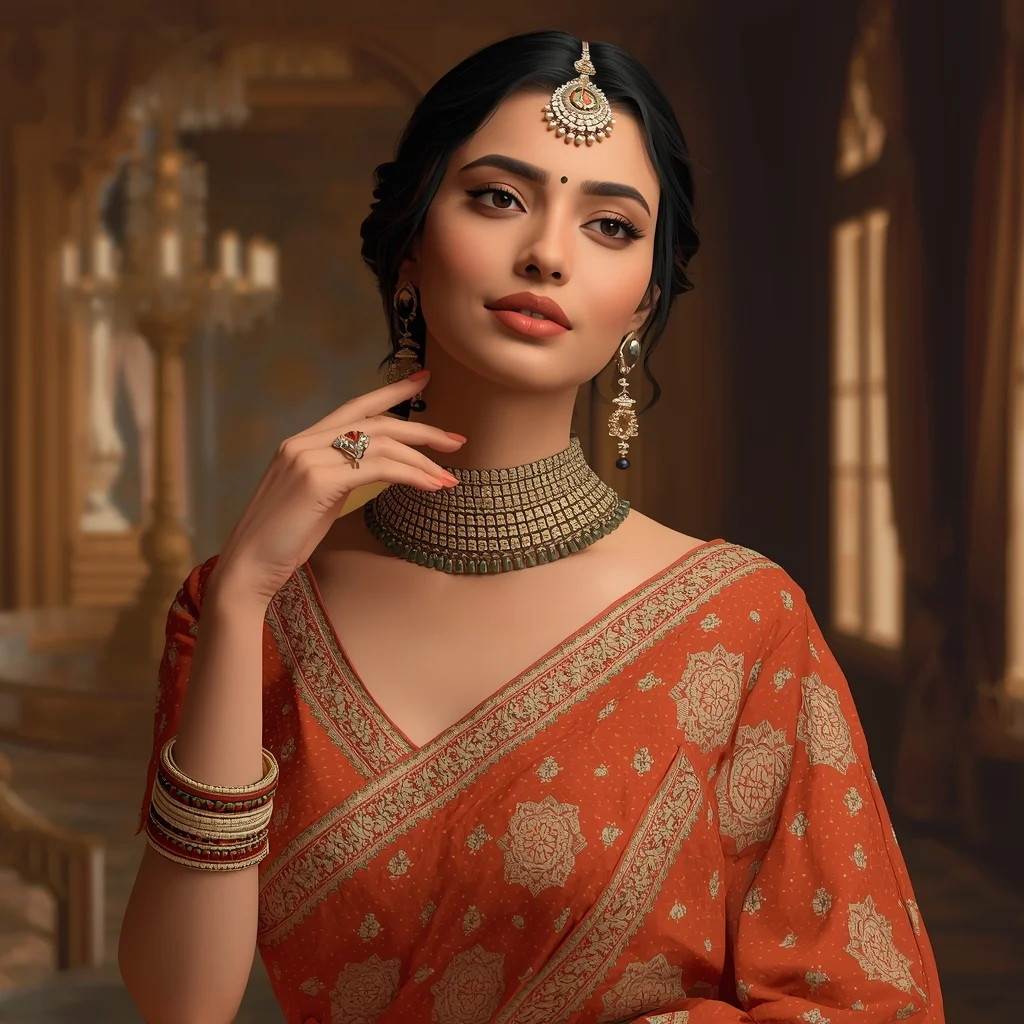 Royal Festive Glow Expression | Free Ai Prompt - Woman Pose AI Image Prompt