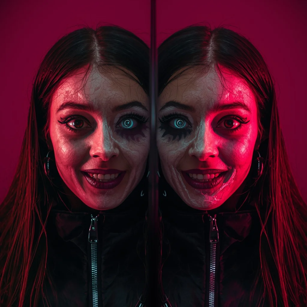 Two Faces One Mirror | Character Design Ai Prompt - Premium Art AI Image Prompt