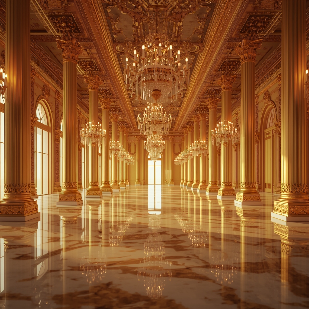 Ultra Realistic Luxury Golden Palace Interior | Top Gemini Ai Prompt