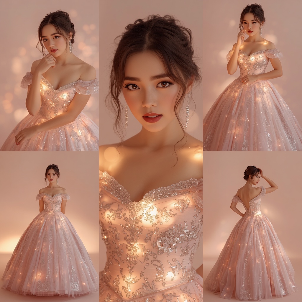Western Ball Gown Crystal Glow Collage Premium Cinematic | Ai Prompt Generator Free