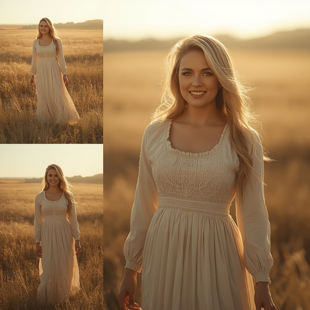 Western Prairie Dress Golden Field Collage Dream Cinematic | Happy Ai Prompt